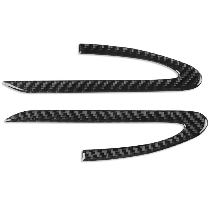 Black carbon-fiber style rearview mirror decorative sticker set, 2 curved strips