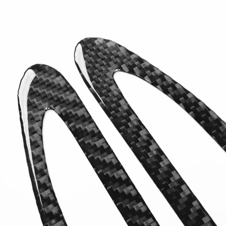 Black carbon-fiber pattern rearview mirror decorative stickers, 2 narrow curved pieces