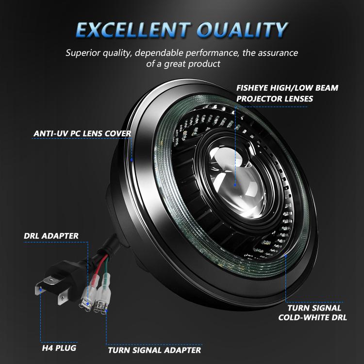 5.75-inch projector headlight with dual lens, turn-signal adapter, and DRL module