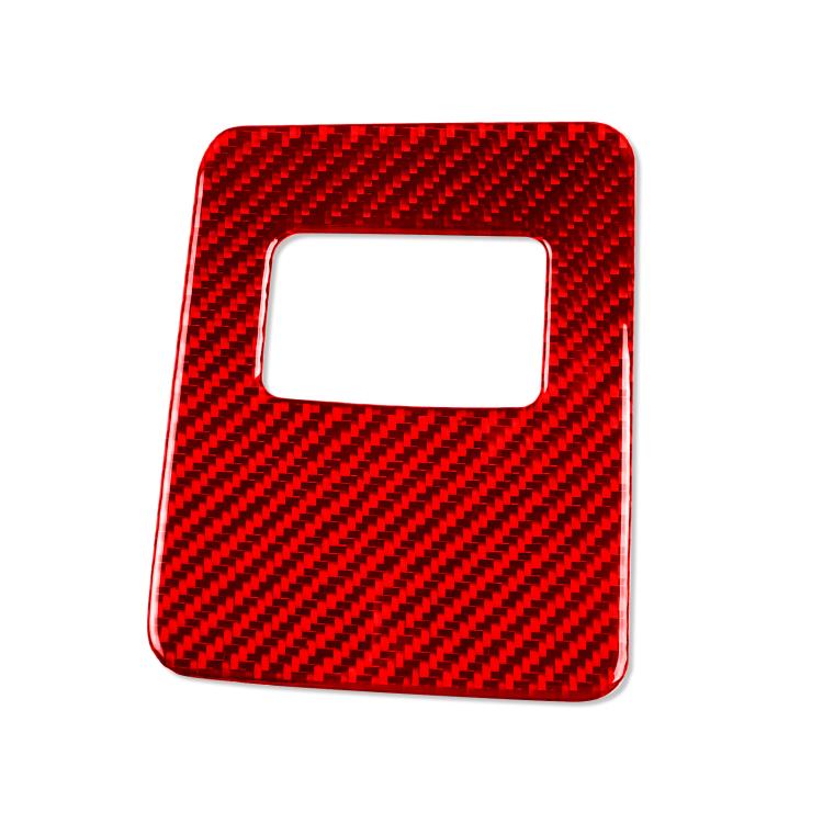 Carbon fiber-style glove box sticker with rectangular cutout, red