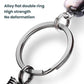 Alloy double keyring loop with metal connector ring for keychain attachments.