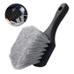 Car wash wheel scrub brush with gray bristle head on black handle