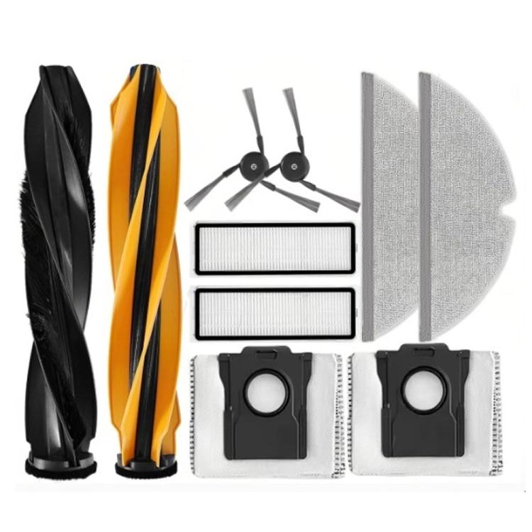Robot vacuum replacement kit with roller brushes, filters, side accessories, and mop pads