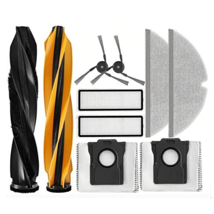 Robot vacuum replacement kit with roller brushes, filters, side accessories, and mop pads