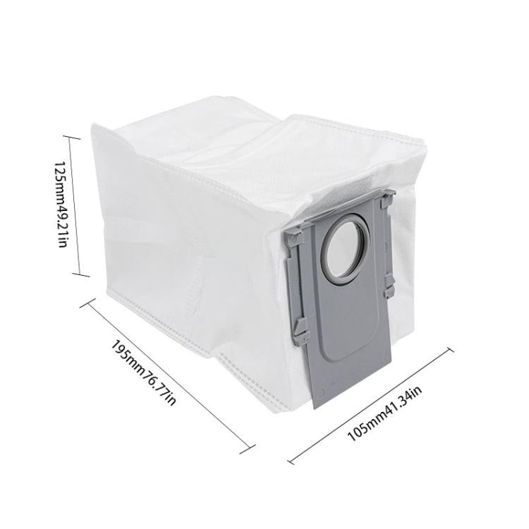 Robot vacuum replacement kit dust bag with gray latch clip and white fabric cover