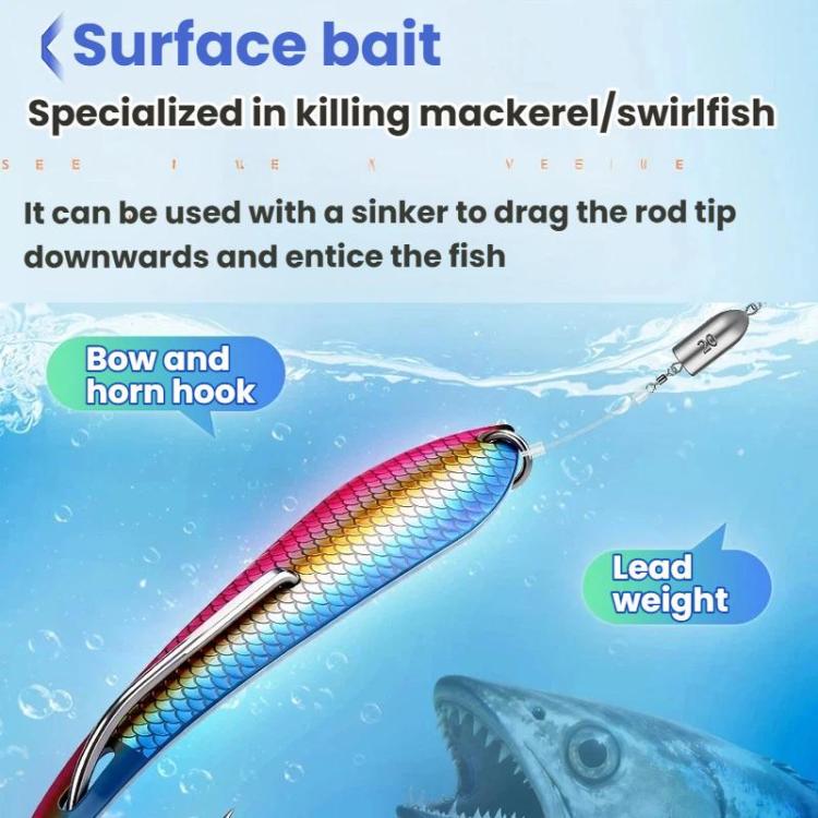 Rainbow scale spinnerbait lure with silver treble hook and metal ring