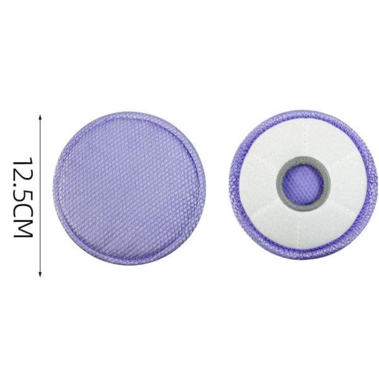 Purple round waffle-weave robot mop pad, 12.5 cm diameter.
