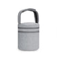 Light gray insulated baby bottle cooler bag with padded handle and zip closure.
