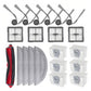 Robot vacuum replacement parts kit with red main brush, side brushes, filters, dust bags, gray mop pads
