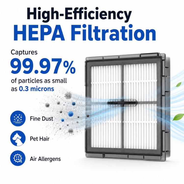 Replacement HEPA filter frame for robot vacuum with white pleated media