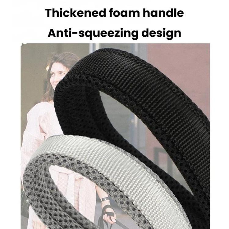 Thickened foam handle leash with anti-squeezing design, black and gray strap
