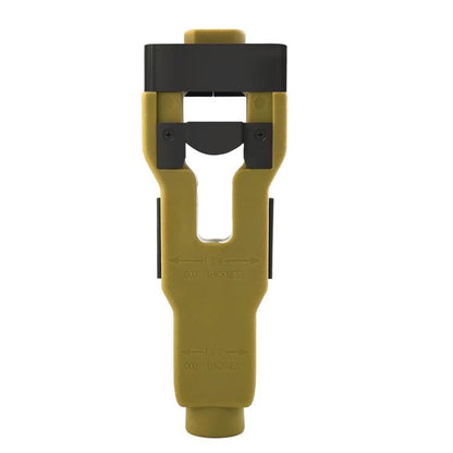 Green door latch tenon tool with black guide head and chisel-style blades