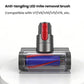 Electric mattress brush head with LED, clear cylinder and blue/red bristle bar