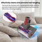 Electric mattress brush with transparent nozzle and LED on couch fabric surface