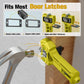 Door latch mortiser tool with round and square strike plate templates for door latches.