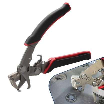 Car clip pliers panel removal tool with red/black handles and metal jaw tips
