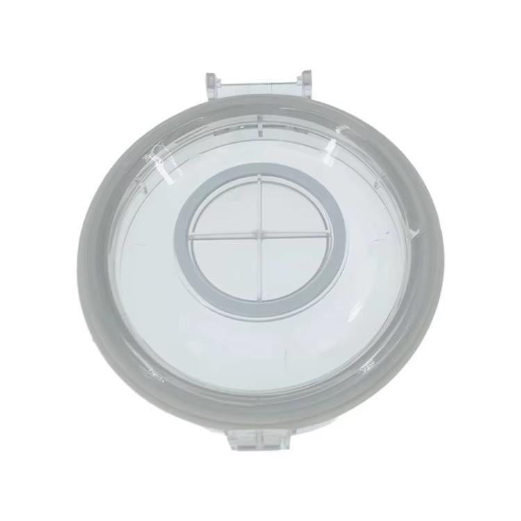 Transparent plastic vacuum dust cup cover lid, circular with central grate