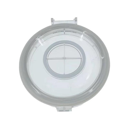 Transparent plastic vacuum dust cup cover lid, circular with central grate