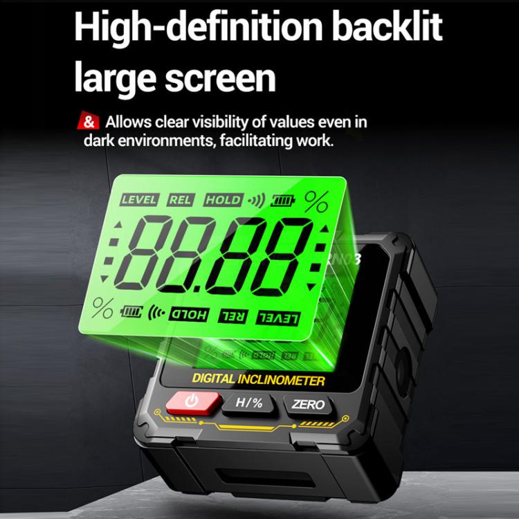 ANENG RN03 digital inclinometer with large green backlit LCD and front control panel