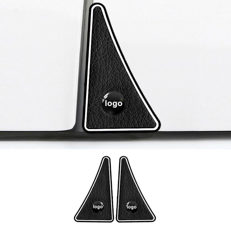 Black triangular car door corner bumper guard stickers with circular mounting holes