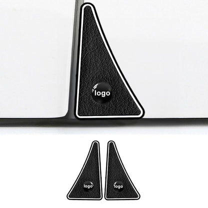 Black triangular car door corner bumper guard stickers with circular mounting holes