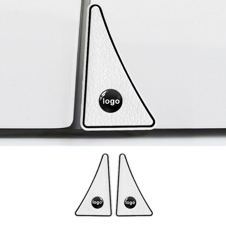 White triangular car door corner bumper guard stickers with circular mounting holes
