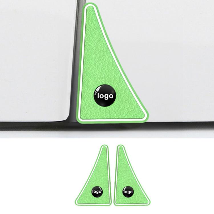 Luminous light green triangular car door corner bumper guard stickers with circular holes