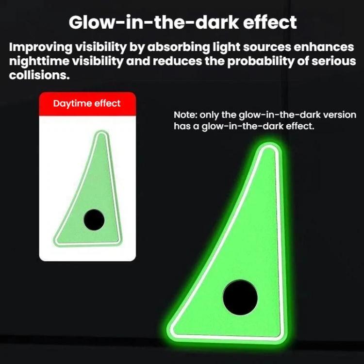 Glow-in-the-dark green triangular car door corner bumper guard with circular hole