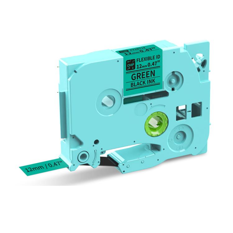 Phomemo 12mm label ribbon cartridge, green ink on black