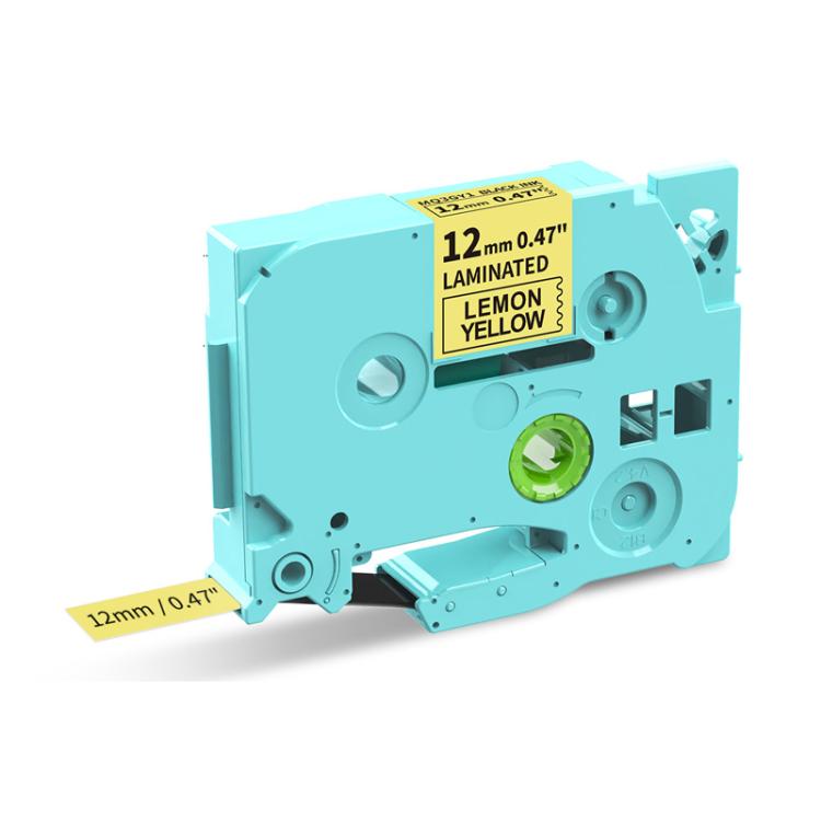 Phomemo laminated label tape cassette, 12mm wide, lemon yellow label
