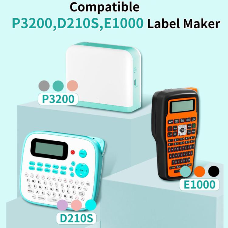 Phomemo laminated label tape compatibility graphic for P3200 and E1000 label makers