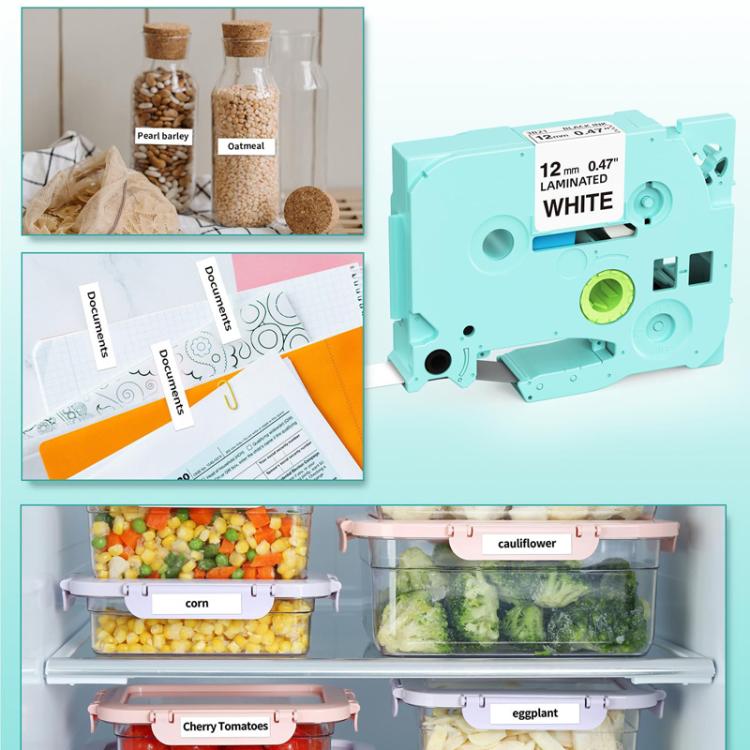 Phomemo laminated label tape cassette, 12mm wide, white label