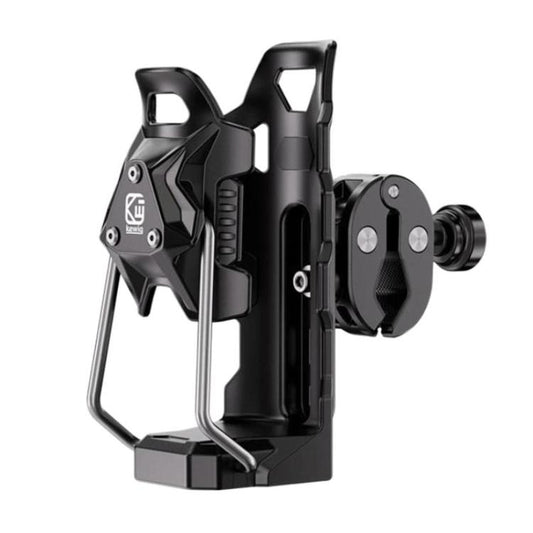Black rotating anti-slip cup holder clamp for motorcycle and bicycle handlebars