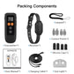 Dog training collar kit components: transmitter, receiver, lanyard, contact points, caps, cable.
