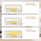 Butter keeper size guide, three clear-lidded containers with yellow cutter tab