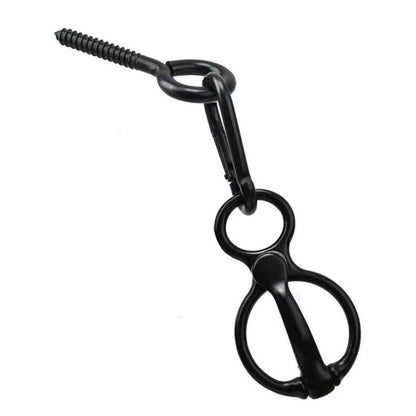 Black safety rope buckle with spring and round tether ring