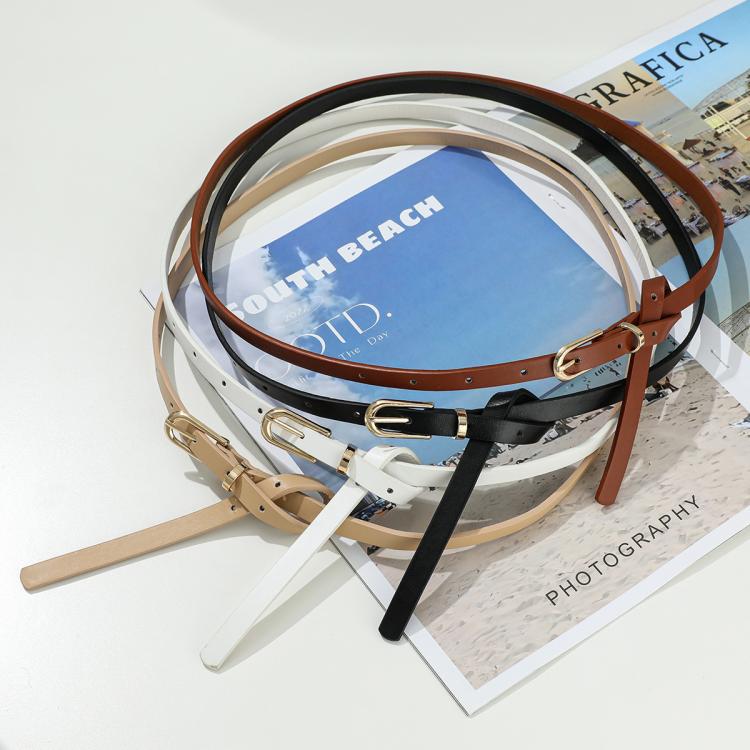 Women Jeans PU Leather Belt Dress Decoration
