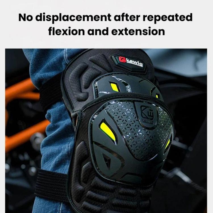 Black elbow pad with yellow reflective window and adjustable strap for motorcycle riding