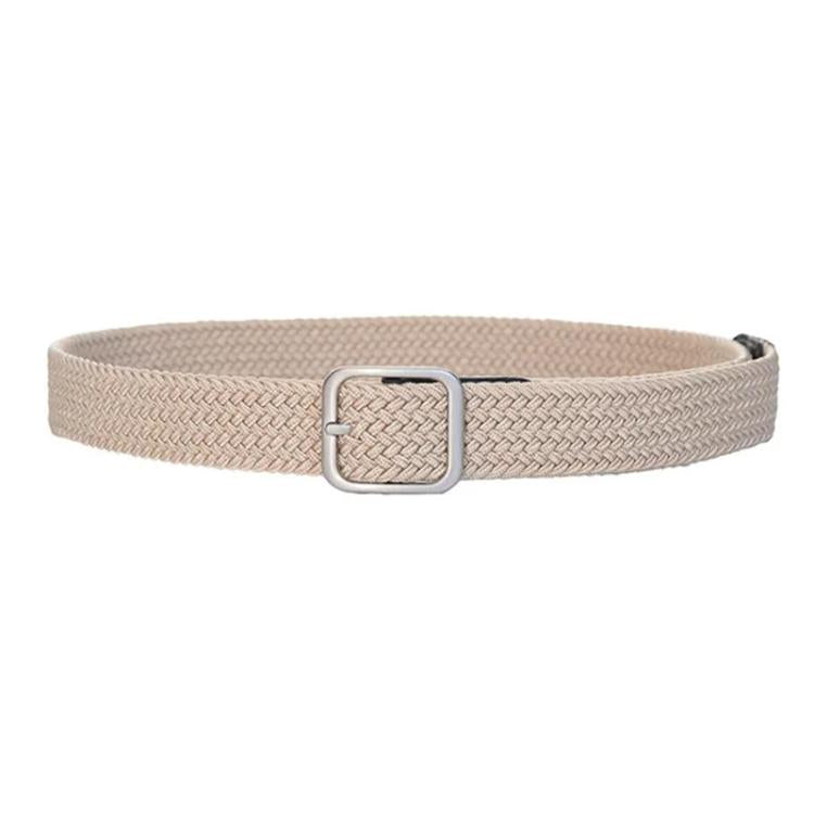 Woven Canvas No Perforation Square Buckle Belt, 105cm