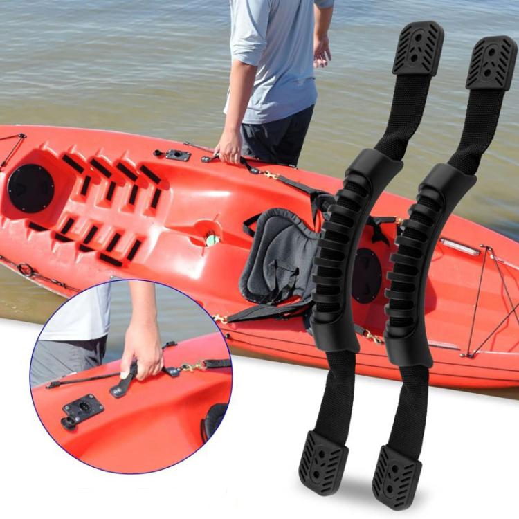 2-pack kayak carry handles with double-hole end pads and black webbing straps