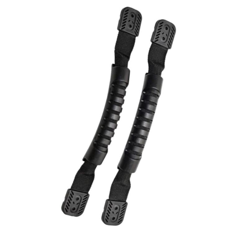 Pair of black kayak side carry handles with textured double-hole end pads
