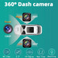 360 dash cam diagram showing front and left/right lenses with night vision