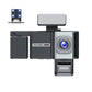 FHD 1080P dash cam with front and rear lens housings and blue night vision module