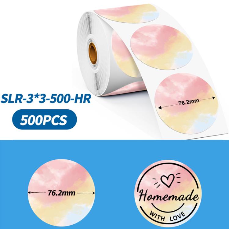 Thermal label roll with mixed pastel dye labels, round sample tags, 500 pcs.