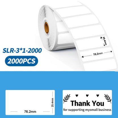 White thermal label roll, 3 x 1 inch, 2000 labels