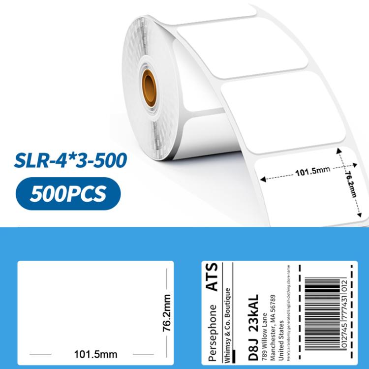 Phomemo thermal label roll with blank white 4x3 inch labels, 500pcs