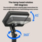 Black solar clip light with 360° rotating head and adjustable angle bracket