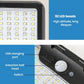 Black solar LED light panel with controls and USB charging port detail