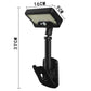 Black clip-on solar motion sensor light fixture with angled LED panel and mount