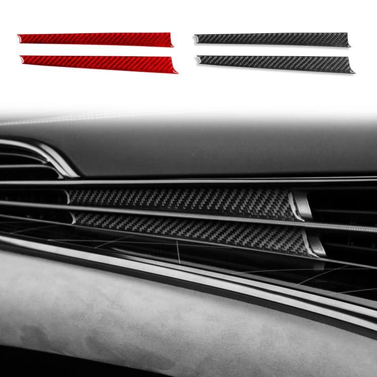 Dashboard trim sticker set with red and black carbon-fiber strips